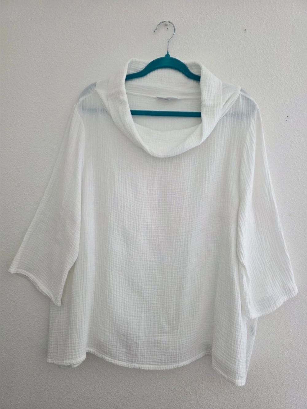 Bryn Walker Women's Etta Cotton Gauze Top With Cowl Neck & 3/4 Sleeve Shirt Sz L - Picture 2 of 13